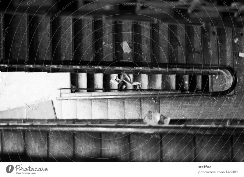 a hard way up Stairs Old Derelict House (Residential Structure) Building Upward Loneliness Black White Staircase (Hallway)