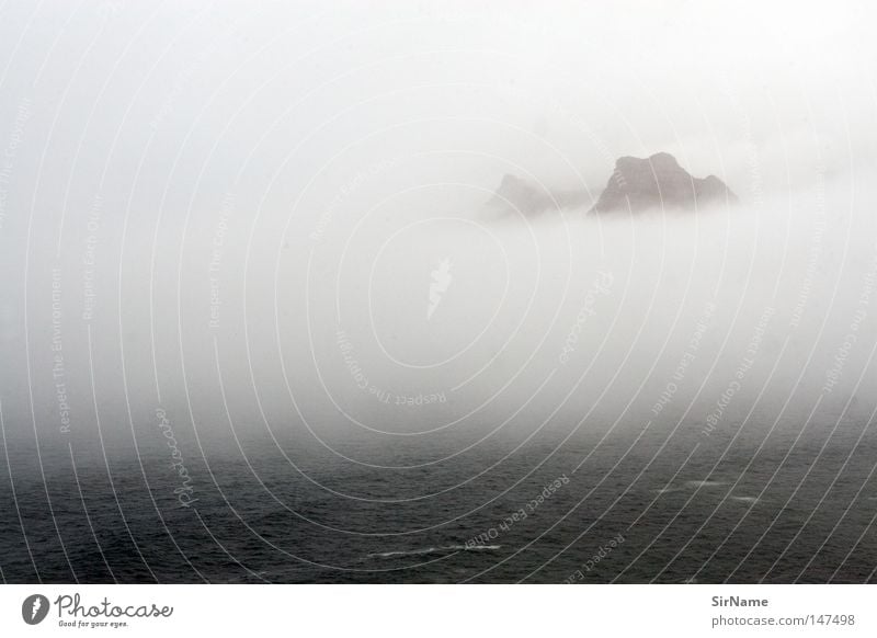 3 [sea and mountain in fog] Beautiful Calm Far-off places Beach Ocean Mountain Fog Coast Moody Mysterious Sublime Spirituality Bird's-eye view