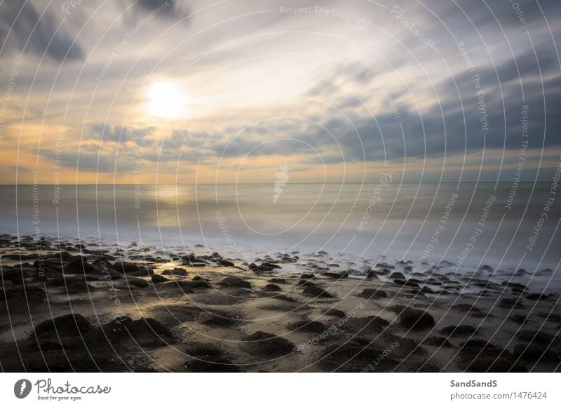 Dutch sunset Environment Nature Landscape Elements Earth Sand Air Water Sky Clouds Horizon Sun Sunrise Sunset Sunlight Summer Beautiful weather Coast North Sea