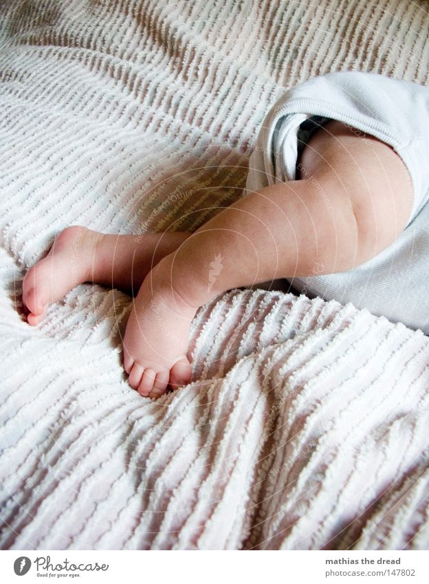 JUST BEFORE THE RACE Baby Offspring Children's leg Children's foot Section of image Partially visible Lie Blanket Barefoot