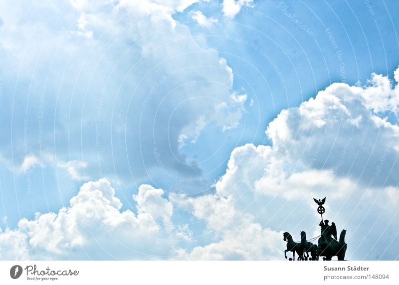 Sky Rider II Berlin Brandenburg Gate Summer Physics Hot Weather Meteorology Clouds Altocumulus floccus Perspiration Capital city Germany Horse Monument Landmark