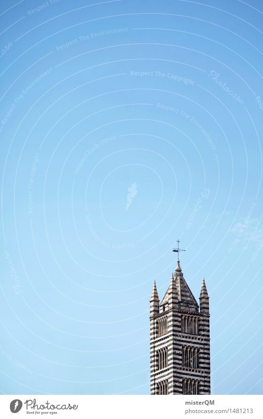 mackerel. Art Esthetic Siena Tower Architecture Blue sky Summer Summer vacation Black & white photo Pattern Landmark Tourist Attraction Italy Colour photo