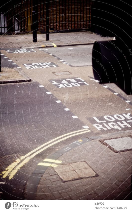 right and left London Pedestrian crossing Going Traffic light Left-hand traffic Dark Vignetting Grief Traffic infrastructure Street Look right look left