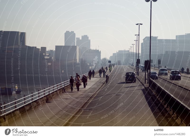 bridge view London Human being Town Themse Bridge slightly foggy Street Lanes & trails