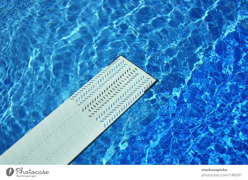 jump in Open-air swimming pool Swimming pool Aquatics Chlorine Jump Springboard Dive Deep Vacation & Travel Sports aquatic sport diving board Reflection