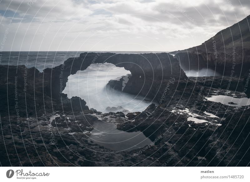 watergate Nature Landscape Water Sky Clouds Horizon Weather Wind Gale Rock Waves Coast Bay Fjord Reef Ocean Deserted Dark Blue Brown White White crest Goal