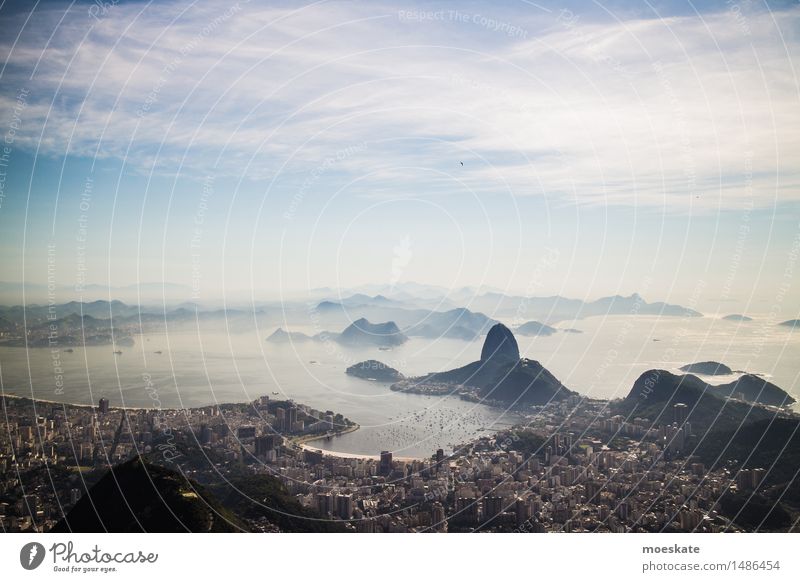 Rio De Janeiro Earth Sky Clouds Summer Beautiful weather Coast Ocean Blue Brazil Rio de Janeiro Bay Corcovado-Botafogo Town Colour photo Subdued colour