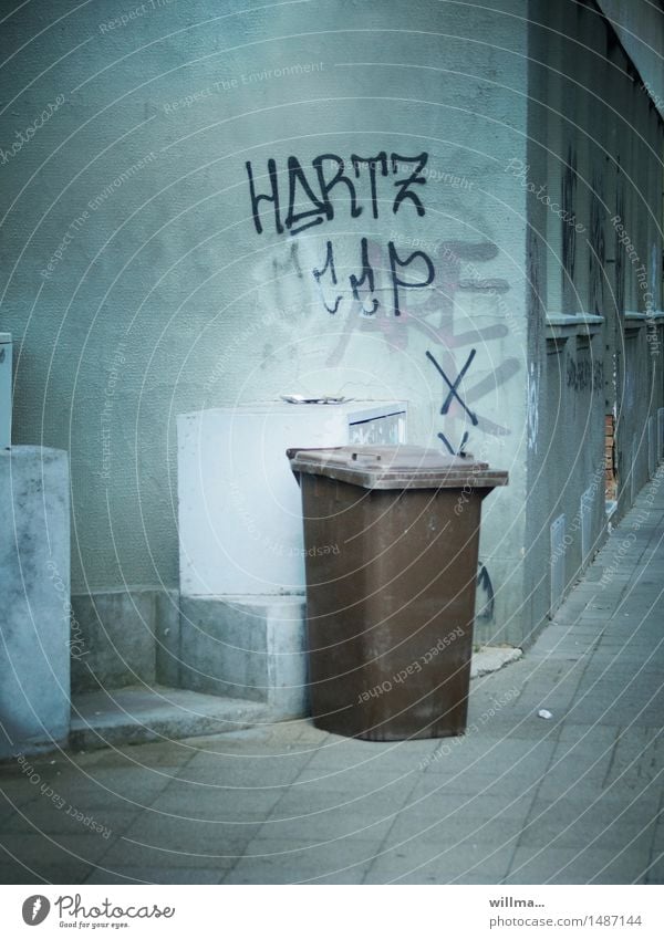 unemployment and urban landscape aesthetics Unemployment Trash container Graffiti Parking area Gloomy Biogradable waste Sidewalk Hartz 4 Hartz IV