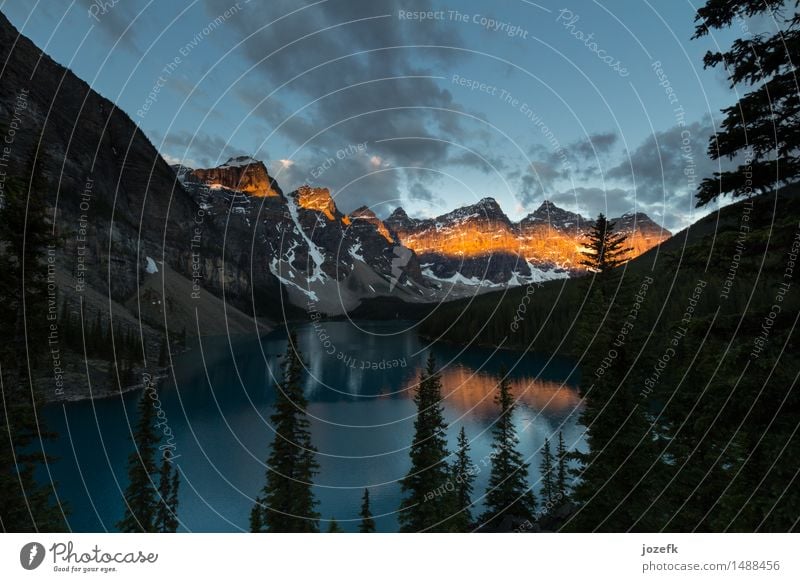 Sunrise at Valley of the Ten Peaks Vacation & Travel Tourism Landscape Plant Water Sky Clouds Sunset Summer Tree Forest Rock Mountain Rocky Mountains Glacier