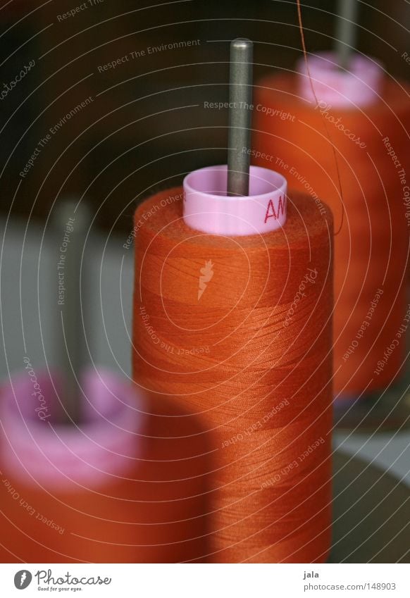 teamwork Sewing thread Spool Coil Factory Orange Sewing machine String Needle Multicoloured Wrapped around Wound up Cotton Process Thin Fine Long Pattern