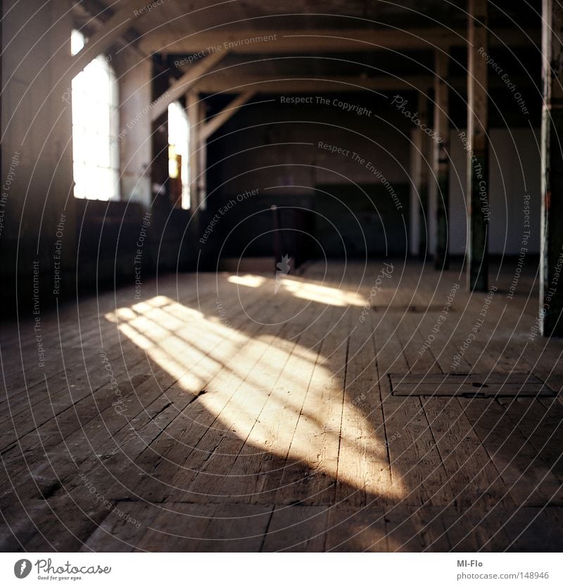 cotton mill Factory Sun Light Shadow Medium format Wooden floor Old Industry Morbid left