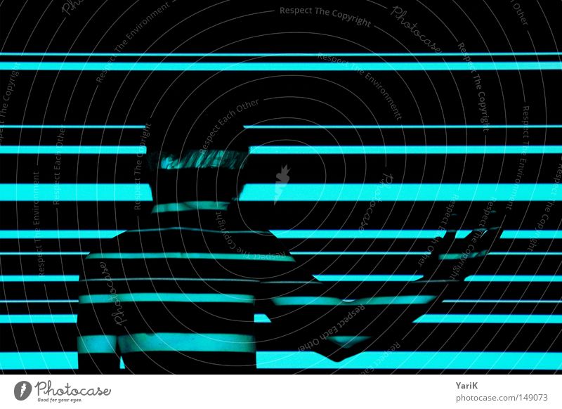 transparent Light Man Upper body Stripe Multicoloured Visual spectacle Portrait photograph Line Barcode Play of colours Wall (building) Black Shadow Drop shadow