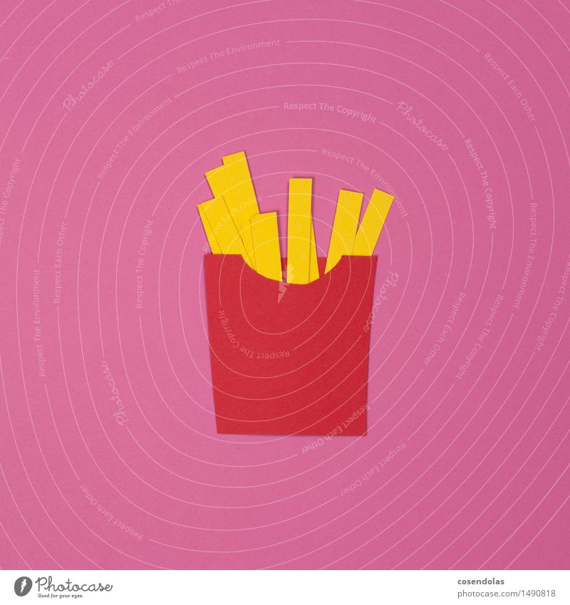 fries Food Nutrition Lunch Diet Fast food French fries Unhealthy Gastronomy Eating Fitness Vice Appetite Healthy Fat Pink Multicoloured Studio shot Pattern