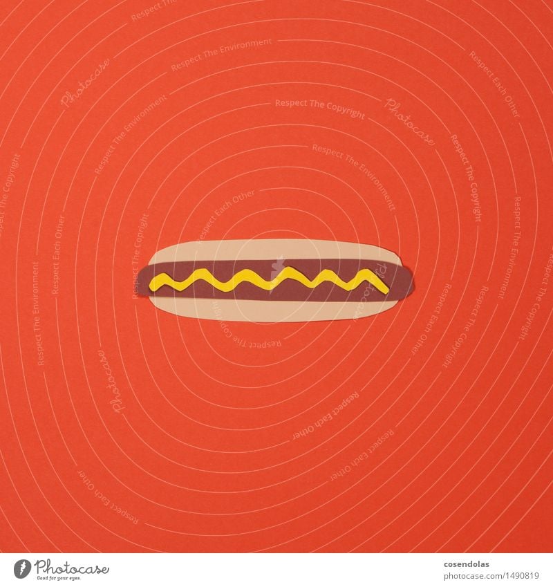 hot dog Food Meat Sausage Nutrition Eating Lunch Fast food Healthy Overweight Diet Fitness Furniture store Hot dog Orange Multicoloured Studio shot Abstract