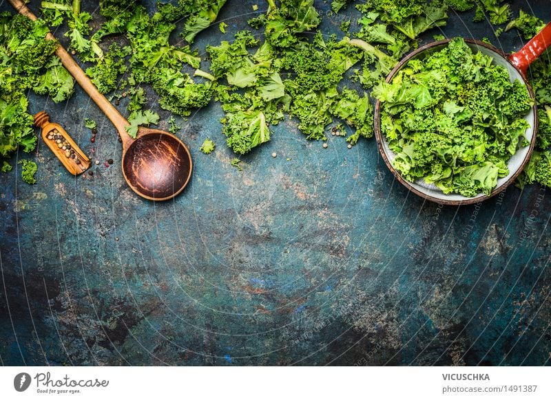 Green cabbage in saucepan with wooden spoon Food Vegetable Lettuce Salad Nutrition Lunch Dinner Organic produce Vegetarian diet Diet Pot Pan Spoon Lifestyle