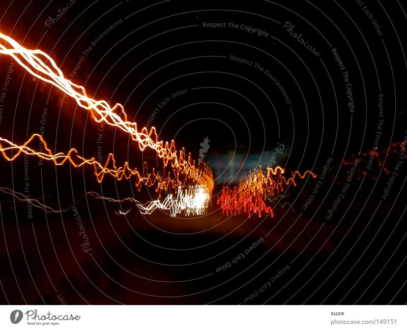 speed of light Night life Traffic infrastructure Street Highway Driving Speed Crazy Black Colour Lighting Radiation Electricity In transit Colour photo