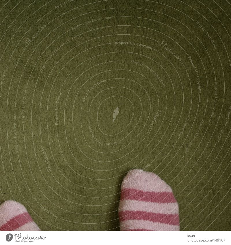 Remained on the carpet. Carpet Stockings Pink Stripe Striped Green Stand Unwavering Meadow Floor covering Ground Feet Detail Children's room sagged