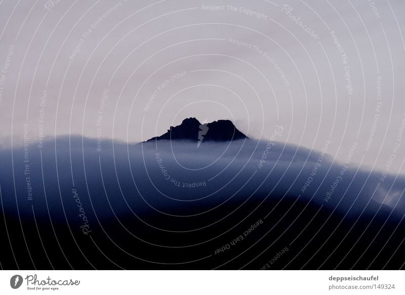 burn the old Alps Calm Dusk Fog Evening Clouds Shroud of fog Mountain