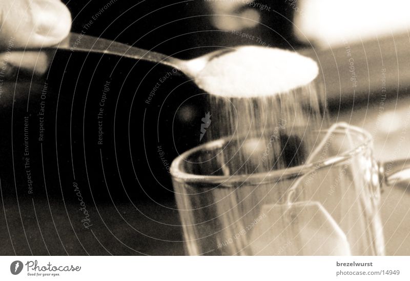 Sugar in tea Teabag Cup Cooking Black White Fingers Alcoholic drinks Glass Black & white photo Close-up