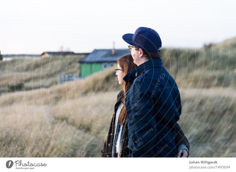 on the dune Vacation & Travel Far-off places Beach Ocean Human being Masculine Feminine Young woman Youth (Young adults) Young man 2 18 - 30 years Adults Nature