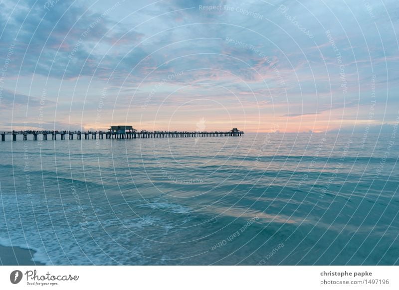 Bridge over calm water Vacation & Travel Far-off places Freedom Summer Summer vacation Ocean Waves Naples Florida USA Kitsch Pastel tone Caribbean Jetty