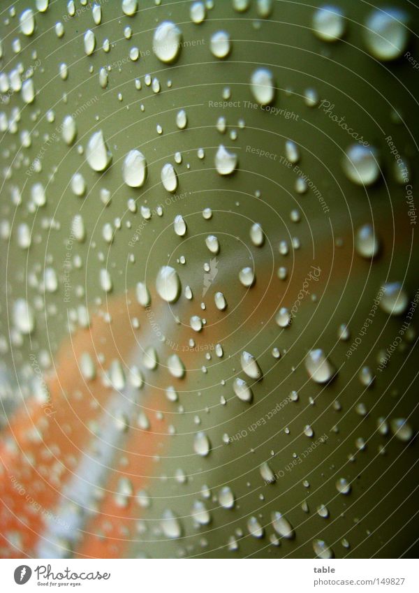 parapet Balcony Reflection Rain Hydrophobic Drops of water Damp Clean New Autumn Wet Green Steel Boredom Detail Macro (Extreme close-up) Close-up Water Metal