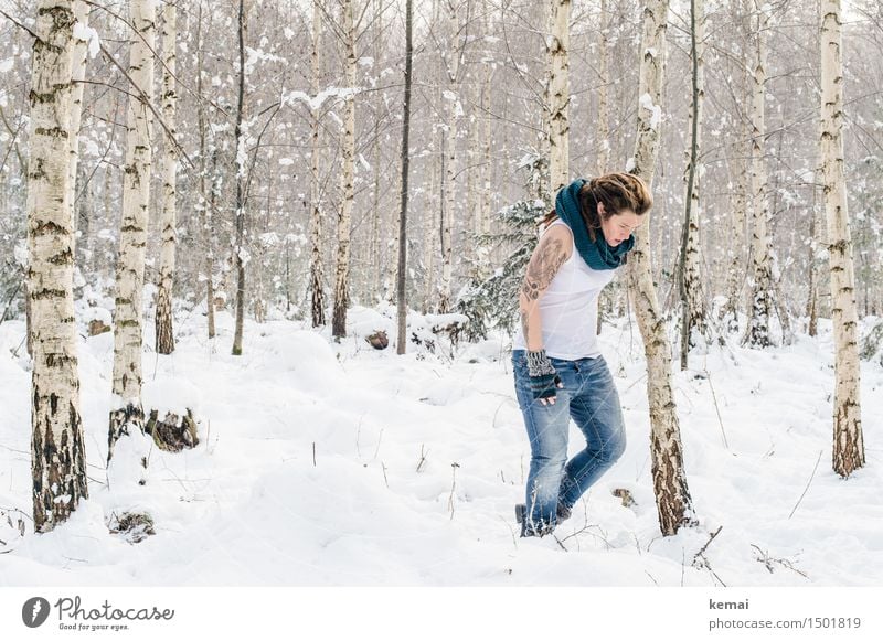 Spending my time with trees (IV) Lifestyle Style Leisure and hobbies Adventure Freedom Winter Snow Human being Feminine Woman Adults Body 1 30 - 45 years Tattoo