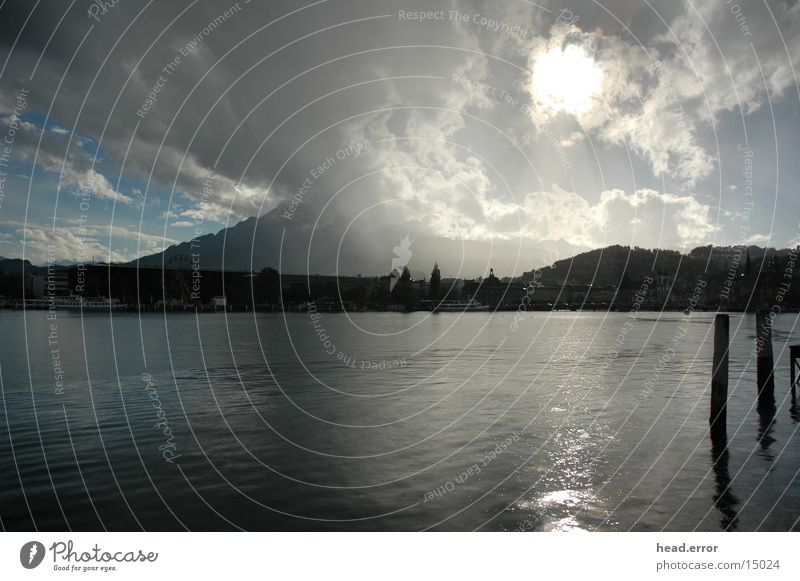 weather games Lucerne Lake Lucerne Drops of water Europe Rain Sun weather upheaval