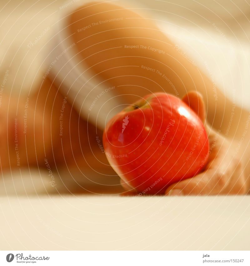 eva II Apple Woman Hand Peace Smooth Bright Lie Caresses Mouth Arm Sin Red Healthy Fruit Peaceful Adam Alluring