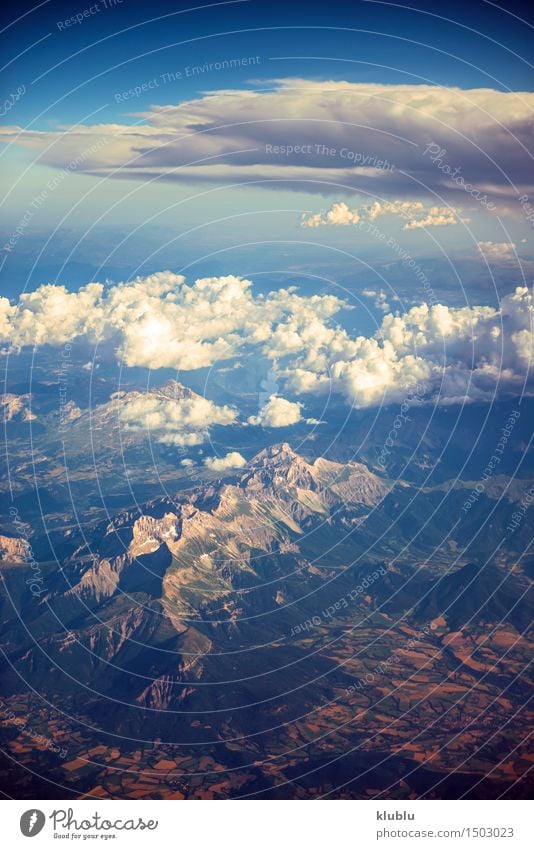 View of the mountains from airplane window during flight Beautiful Vacation & Travel Tourism Snow Mountain Nature Landscape Sky Clouds Horizon Weather Alps