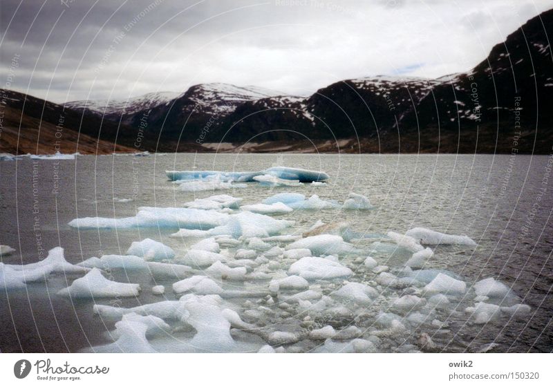 glacier demolition Beach Ocean Waves Art Environment Nature Landscape Elements Water Sky Clouds Climate Weather Bad weather Ice Frost Rock Mountain