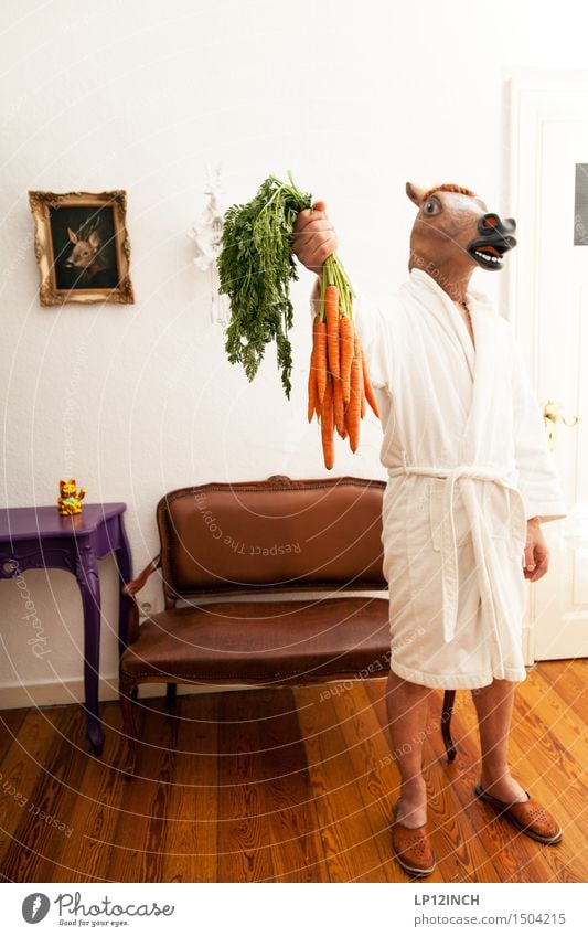 LP. HORSEMAN. X Living or residing Flat (apartment) Interior design Decoration Carnival Hallowe'en Masculine 1 Human being Animal Horse Stand Creepy Retro Town