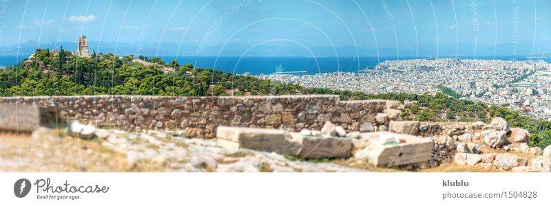 View from the Acropolis in Athens, Greece Beautiful Vacation & Travel Tourism Summer Culture Sky Clouds Town Ruin Building Architecture Old Historic Blue White