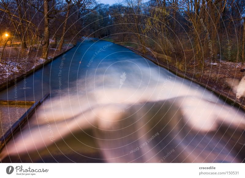 The Wave ll Eisbach Munich The Englischer Garten Brook Waves Cold Dangerous Joy Tree Evening Long exposure Water Threat