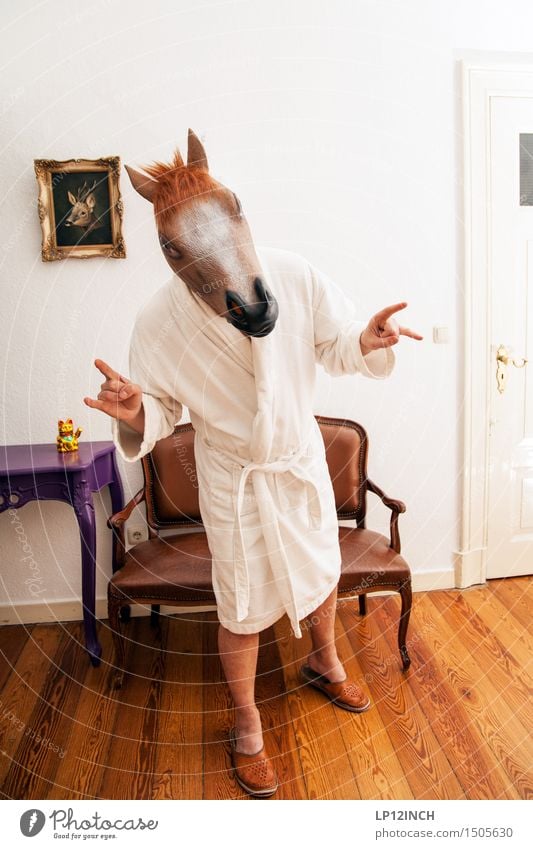 LP. HORSEMAN. V Design Living or residing Flat (apartment) Interior design Hallowe'en Masculine Young man Youth (Young adults) 1 Human being Bathrobe Horse