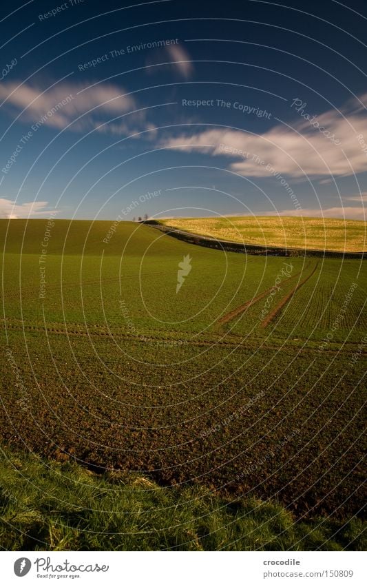 Fields lll Agriculture Sowing Ecological Electricity pylon Furrow Street Long exposure Blue Green Plant