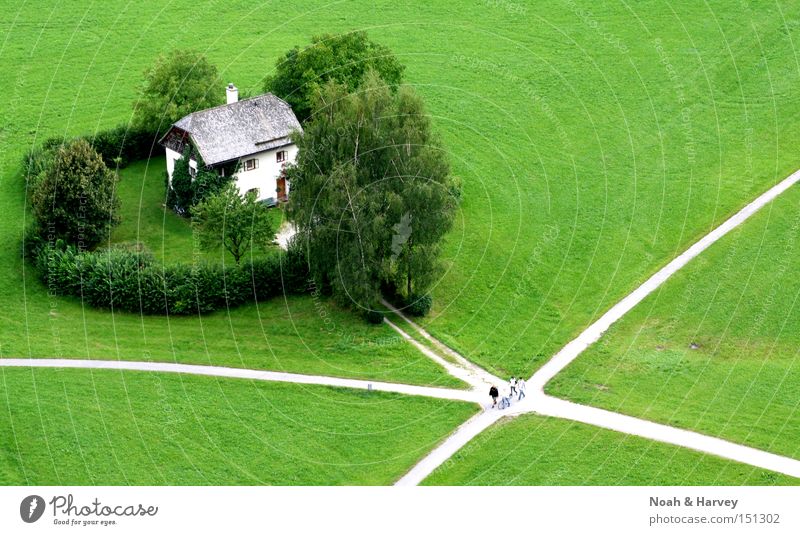 My house in the green House (Residential Structure) Green Salzburg Lanes & trails Meadow Remote Loneliness Crossroads Road junction Exile