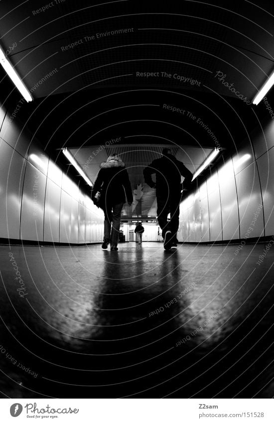 gang Going Human being Tunnel Black & white photo Glittering Dark London Underground 3 Middle Loneliness Dynamics Light To go for a walk Train station