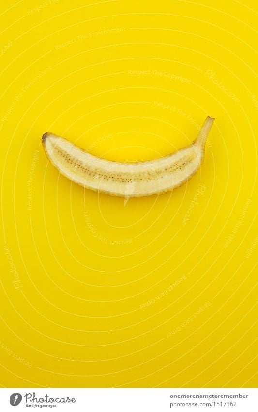 Jammy half banana on yellow Art Work of art Esthetic Banana Banana plantation Banana clip Yellow Yellowness Yellow-gold Delicious Snack Warped Virgin forest