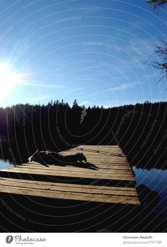 lake Pond Water Footbridge Sun Autumn Summer Lake Body of water Relaxation Nature Landscape 1a 9 Calm