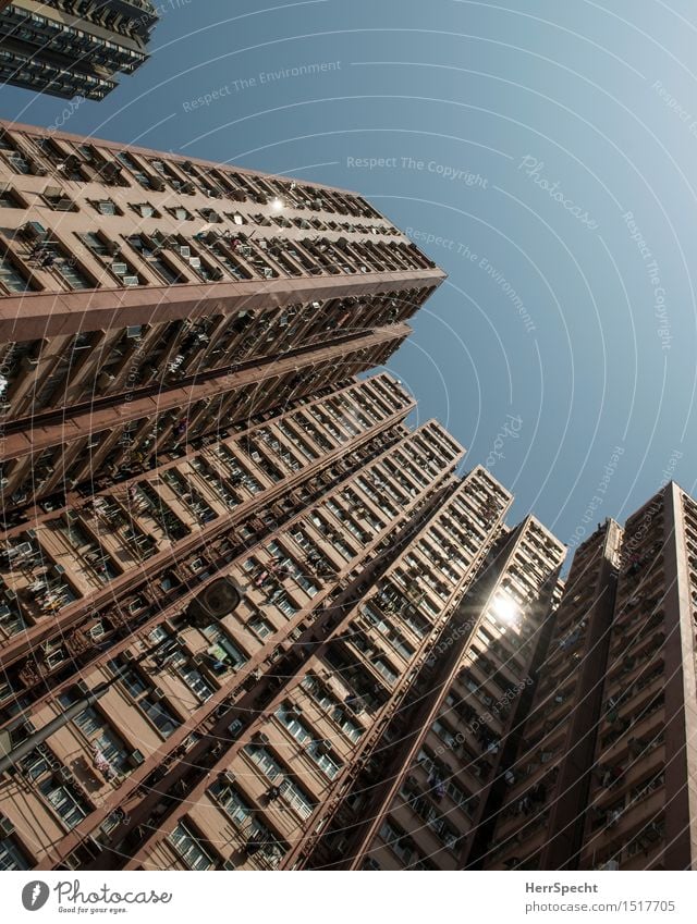 living room Hongkong China High-rise Building Architecture Facade Balcony Window Sharp-edged Gigantic Large Tall Gloomy Town Tower block Prefab construction