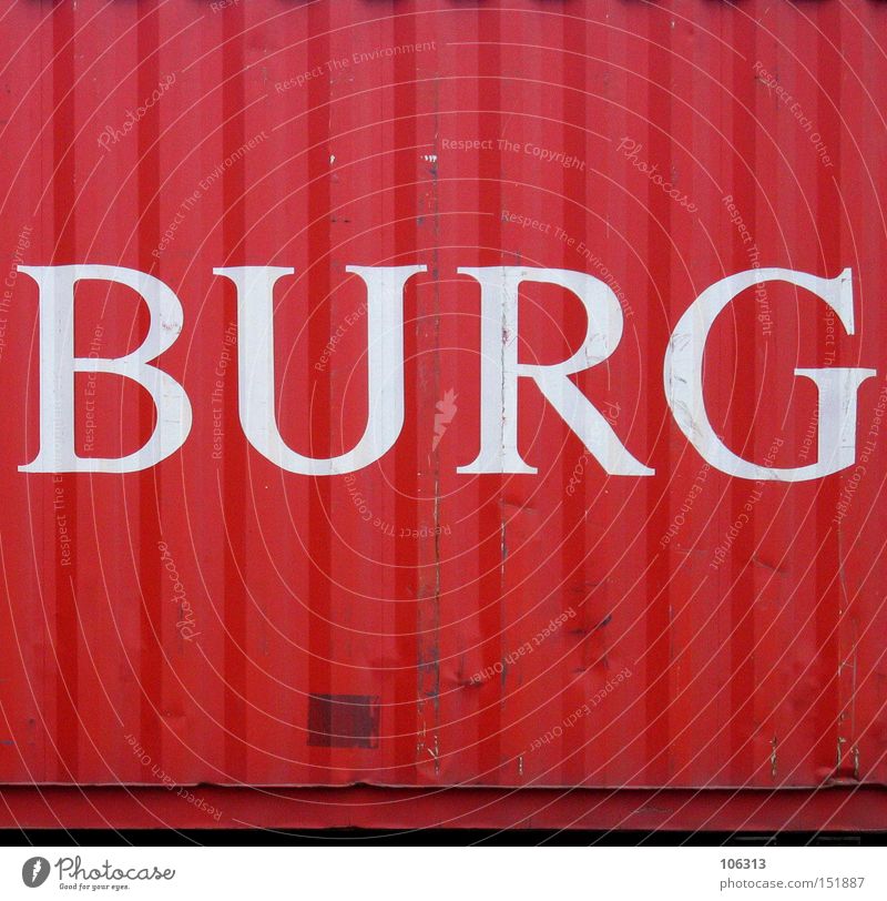 castle Hamburg Red Container Letters (alphabet) U Harbour ham Characters Metal ship Castle