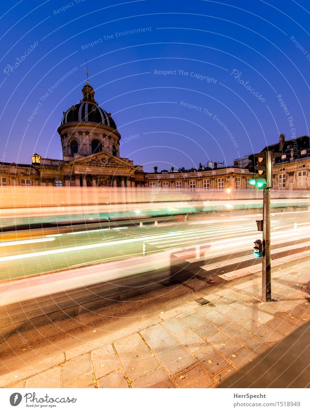 Morning rush hour Paris Manmade structures Building Architecture Facade Tourist Attraction Académie française Road traffic Motoring Vehicle Bus Town Twilight