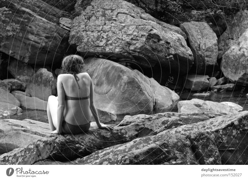 Solitude River Canyon Black White Peace Healthy Might Swimming & Bathing Stone block