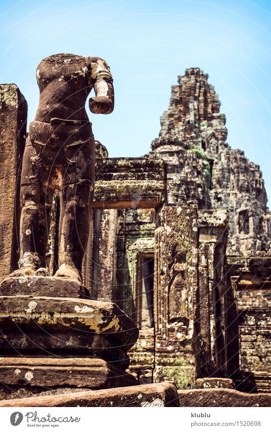 Angkor Thom Temple view, Siem reap, Cambodia Face Vacation & Travel Tourism Virgin forest Rock Ruin Building Architecture Monument Stone Old Historic Society