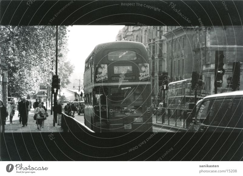 london1 London England Transport Street Bus Black & white photo Human being