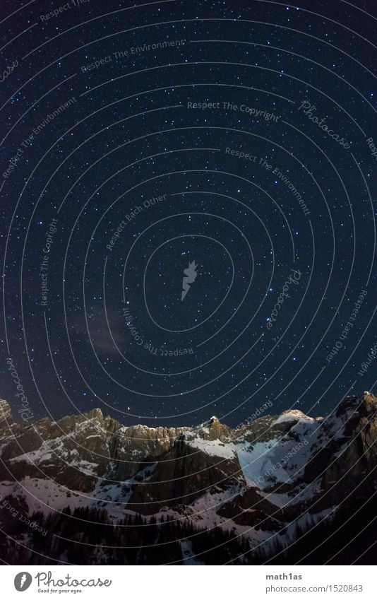 Starry sky Dachstein mountain station Night sky Stars Snow Mountain Peak Snowcapped peak Peace Belief Religion and faith Horizon Colour photo Exterior shot