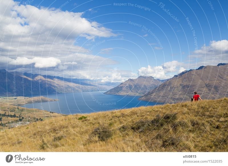 Man enjoying view from Queenstown Hill, New Zealand Vacation & Travel Tourism Sightseeing Island Mountain Human being Adults Youth (Young adults) 1 Nature