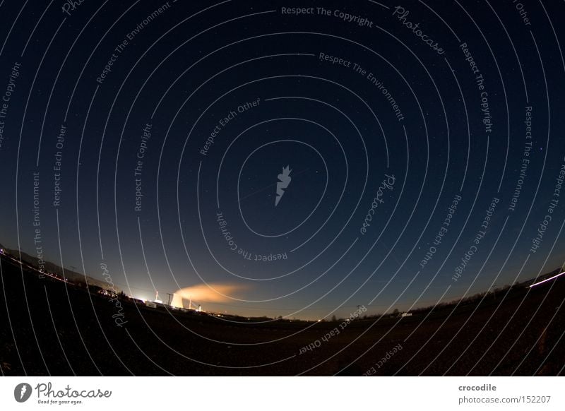 Sky curve with Akw Nuclear Power Plant Nuclear waste Radioactivity Dangerous Environmental pollution Lighting Ohu Radiation Electricity Planet Industry