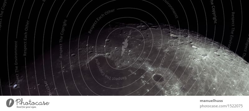 Moonscape Night sky Mountain Canyon crater Crater rim Black White Telescope Astronomy Science & Research moon crater mare Lunar landscape Colour photo